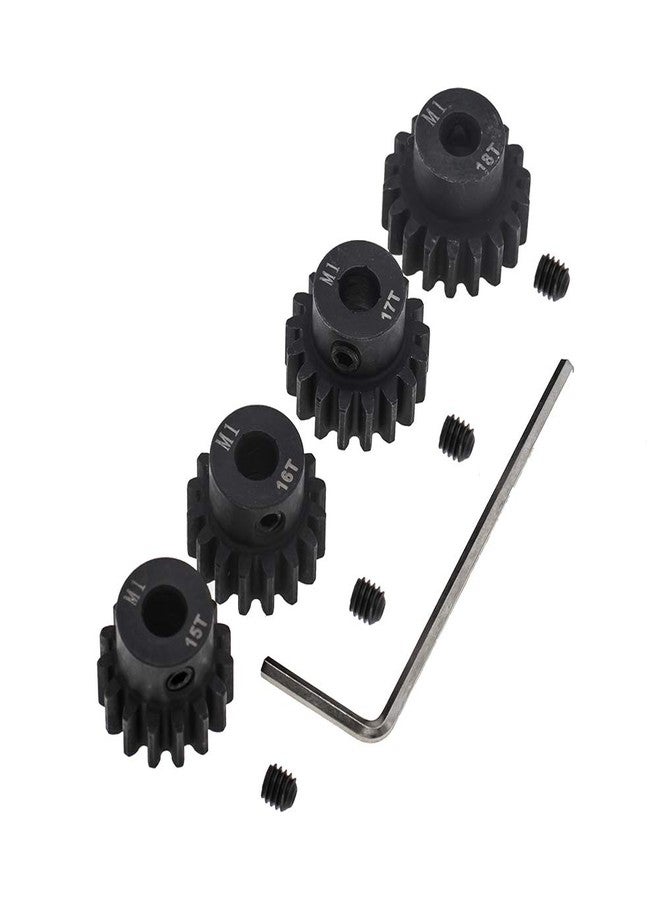 GTHELE 4pcs Mod 1 Pinion Gear 5mm Set Hardened 15T 16T 17T 18T M1 Pitch Gears RC Upgrade Part with Screwdriver - Image 1